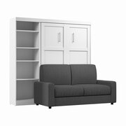 Bestar Bestar Pur Full Murphy Bed with Sofa and Shelving Unit (90W) in White 26798-000017